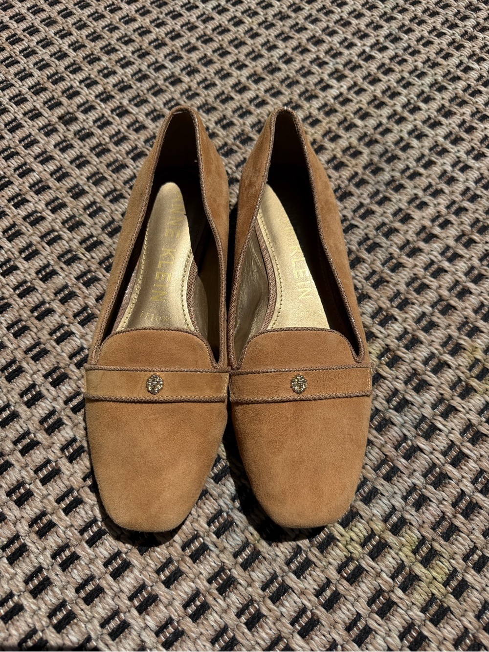 Anne Klein Camel Suede Slip-On Loafers